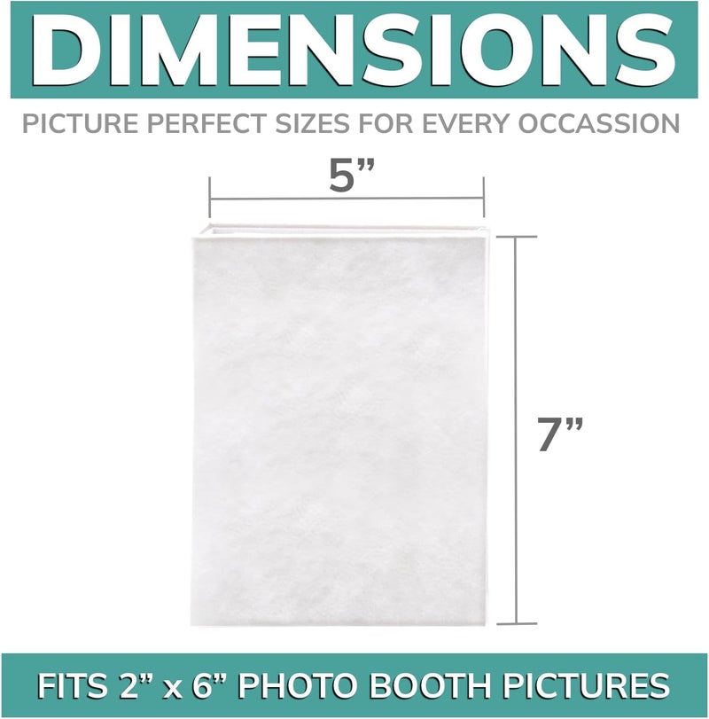 pbf PHOTO BOOTH FRAMES PBF Photo Booth Album | 2x6 Album w/ Sleeves | 2x6 Strips Memory Book | Wedding Photo Strip Album | 100 Pages, Holds 200 Photos (White, 1-Pack) - Image 2